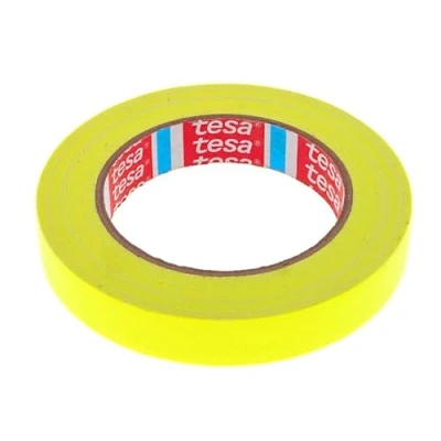 Imagen de Tesa 4671 Cinta adhesiva de tela Gaffer Tejido recubierto PE coloreado, para interiores y exteriore artes espectáculos, señalización 19 mm x 25 m (amarillo flúor)