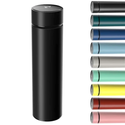 Imagen de Homealexa Termo Taza de Viaje, Frasco Vacío Acero Inoxidable 500ML, Travel Mug Térmica Doble Pared con LED Pantalla Táctil (Negro)