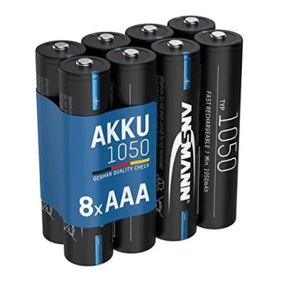 Imagen de ANSMANN Batería Micro AAA 1050 mAh 1,2 V NI MH, 8 Unidades, Recargable, Ideal para Flash de cámara, Coches, cámaras, Radio, Alta Capacidad