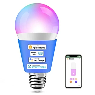 Imagen de meross Bombilla LED Inteligente WiFi, Multicolor RGBWW, 2700 6500 K, Compatible con Alexa, Google Home, 1 Pieza