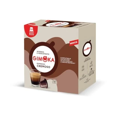 Imagen de Gimoka Mezcla de Café Espresso Cremoso, intensidad 10/13 50 Cápsulas Plástico Compatibles con Máquinas Nespresso* para uso doméstico Producido en Italia