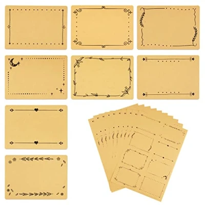Imagen de 80pcs 10hojas Etiquetas Adhesivas Kraft Pegatinas Pizzara para Tarros Eitquetas Frascos 7,4x5,2cm (marron)