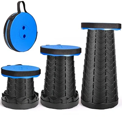 Imagen de Taburete Plegable Portátil, de Segunda Generación, Telescópico Ligero, Altura Ajustable, Carga 397 LB, para Exteriores, Senderismo, Pesca, Barbacoa, Interior, Viajes, Fiestas (Azul)