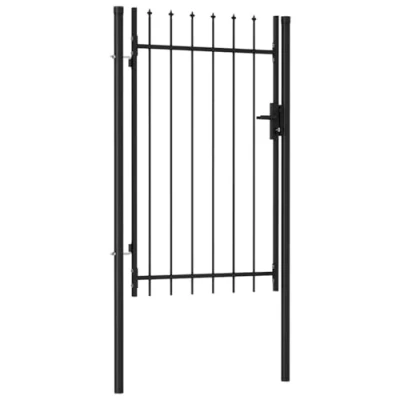 Imagen de vidaXL Cancela de Valla Individual Puerta Jardín Entada Vallado Exterior con Puntas Acero Negro 1x1,5 m