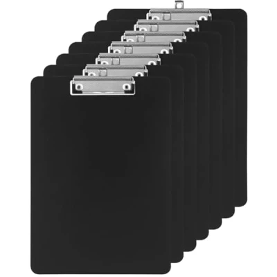 Imagen de 7 Piezas Portapapeles A4 de Plastico, con Pinza y Lazo para Colgar Retráctil, Uso Escolar, Oficina, Hogar, Hospit Almacén, 22 cm x 31 cm, Negro