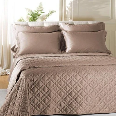 Imagen de Caleffi Colcha Acolchada de Raso Color Liso, para Cama Matrimonio, Arena