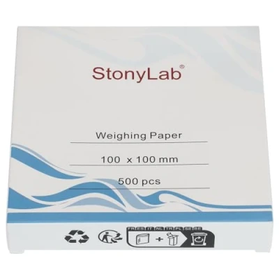 Imagen de stonylab Papel de Pesaje, 100 x mm Papeles Pesaje Muestras sin Nitrógeno Báscula Balanza Analítica para Investigación Laboratorio, Paquete 500