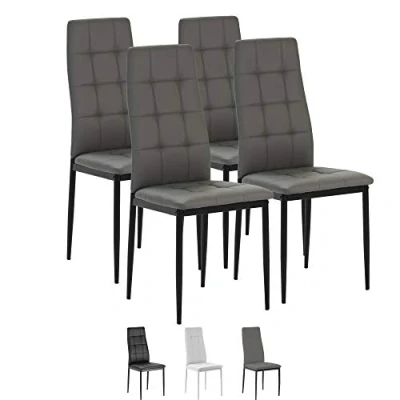Imagen de VS Venta stock Set de 4 sillas Comedor Chelsea tapizadas Gris, certificada por la SGS, 42 cm (Ancho) x 51 (Profundo) 97 (Alto)