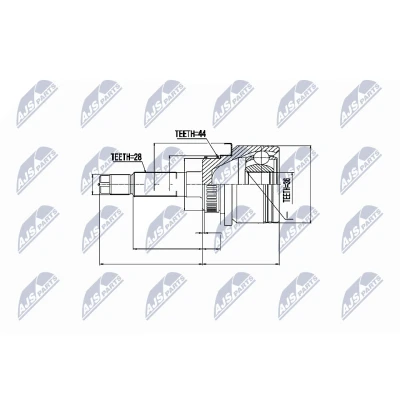 Imagen de NTY NPZ MZ 040 Junta Homocinética Eje delantero, izquierda, derecha, lado de engranaje FORD: Ranger Mk2