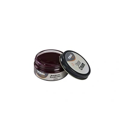 Imagen de TRG The One Crema Protectora para Calzado de Cuero a base ceras Betún Zapatos Piel y Sintética Nutre, da brillo mantiene el color Shoe Cream #111 Burdeos, 50ml