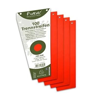 Imagen de 100 Fiches Intercalaires Trapezoidales Sous Film Papier Recycle Uni Perfore