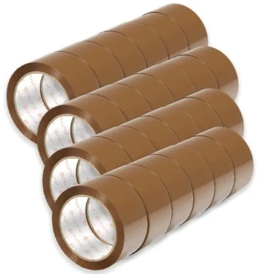 Imagen de OFITURIA Cinta de Embalar, Adhesiva Marrón, para Embalaje Cajas Mudanza y Envíos, Precinto Embalar Seguro Resistente (38mmx120m, 24 cintas)