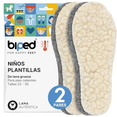 Imagen de biped 2 pares de Plantillas infantiles lana virgen invierno extra gruesas y fieltro térmicas z2690(26 27)