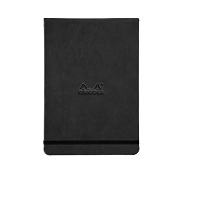 Imagen de Rhodia 118258 C Bloc de notas, Marfil microperforadas, con goma elástica, 90 g, 7,5 x 12 cm, 96 hojas), color Negro A5