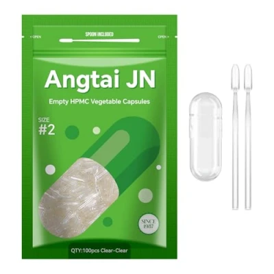 Imagen de AngtaiJN cápsulas veganas vacías Tamaño 2 transparentes para rellenar con microcucharas, de bricolaje 2, 100 piezas