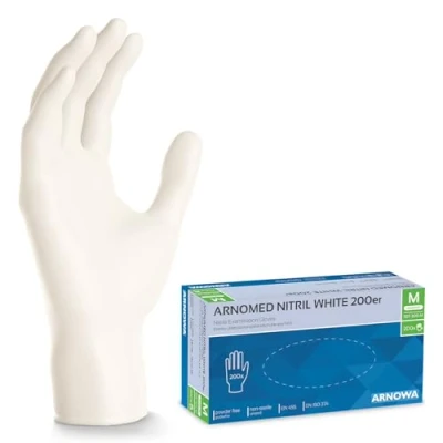 Imagen de ARNOMED guantes de nitrilo talla M blancos, 200 uds/caja, S, M, L, XL, desechables, guante desechable sin polvo, goma látex