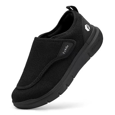 Imagen de FitVille Zapatos Diabéticos para Hombre Extra Anchas Zapatillas Antideslizantes Pies Hinchados Especiales Diabeticos Aliviar el Dolor de 45 EU X Ancho