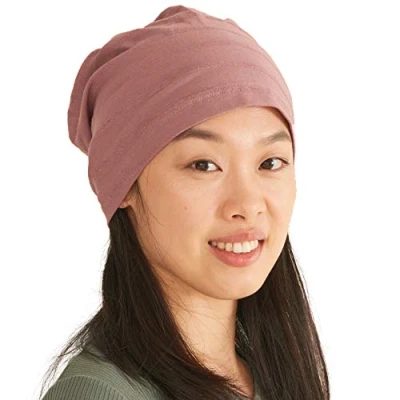 Imagen de CHARM Mujer Hombre Gorro de Verano Ligeras Sombrero Slouchy Beanie 100% Algodón Oncologico Elastico Rosa L