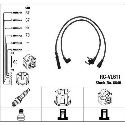 Imagen de NGK 8840 Juego de Cables Encendido 5 VOLVO: 240 Berlina, Familiar
