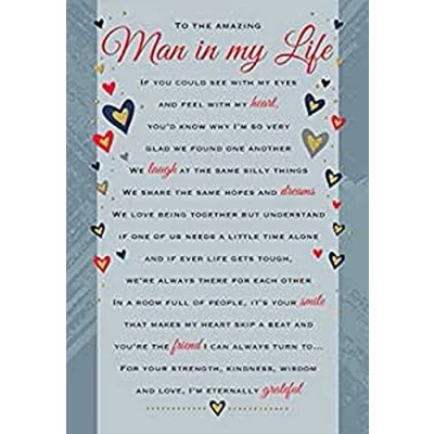 Imagen de Heartfelt Wishes Regal Publishing C80695 Tarjeta de felicitación cumpleaños con texto en inglés &quot;Man in My Life&quot; (22,86 x 15,24 cm)