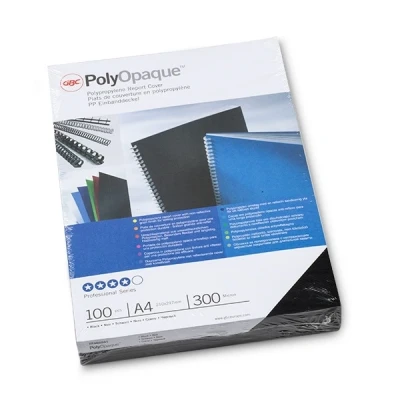 Imagen de GBC IB386831 Portada de encuadernación PP POLYCOVER opaca 300 micras DIN A4 (Pack 100) color negro