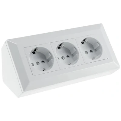 Imagen de Base de enchufe DELPHI 3 vías, color blanco, 250V/16A, 3600W, montaje en superficie