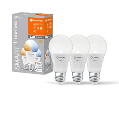 Imagen de LEDVANCE Lámpara LED inteligente con tecnología WiFi, E27 base, óptica mate ,Color de la luz cambiable (2700K 6500K), 1055 Lumen, sustituto 75W iluminante 3 paquete