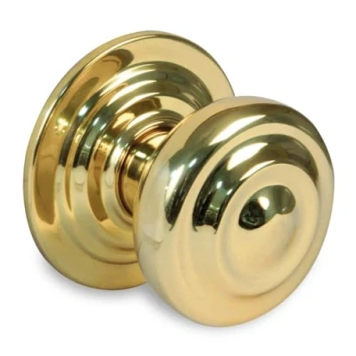 Imagen de Amig Pomo de Latón para Puertas Base Acero Diámetro Tirador 70 mm Incluye Tornillo y Tuerca Fijación Ideal Entrada Acabado: Dorado