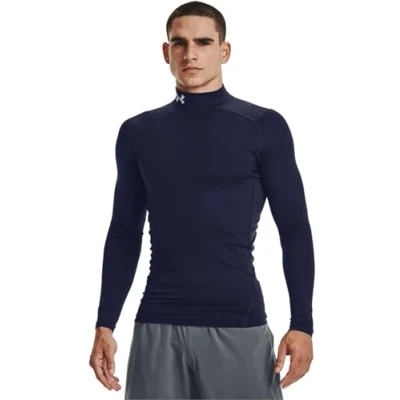 Imagen de Under Armour CG Comp Mock térmica con tecnología antiolor, Camiseta de Hombre Cuello Polo Ideal para Esquiar y Correr en Invierno, Azul (Midnight Navy), S