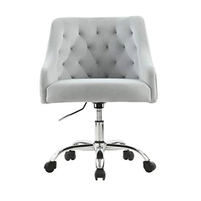 Imagen de Sepnine Silla De Oficina Terciopelo Giratoria Escritorio Altura Ajustable Estudio para El Hogar Gris