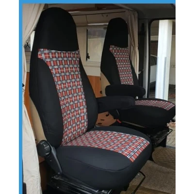 Imagen de BREMER SITZBEZÜGE Fundas de Asiento compatibles con Autocaravana, Conductor y copiloto, FB:850 (Negro/marrón Claro)