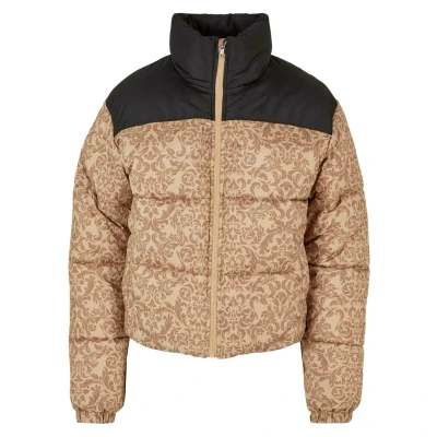 Imagen de Urban Classics AOP Retro Puffer Chaqueta de invierno, Mujer, Talla: Small, Unionbeigedamast