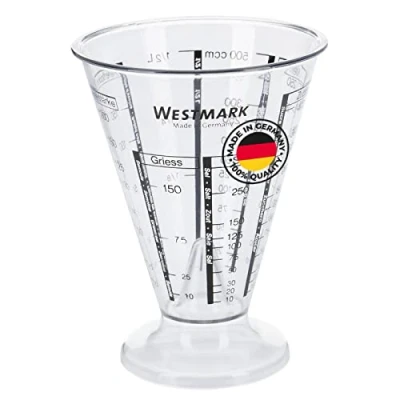Imagen de Westmark Taza medidora,Con cono de medición precisión,Escalas multilingües y varias unidades medida,Forma embudo,Volumen llenado:0,5 litros,Plástico,Gerda,Transparente,30762270