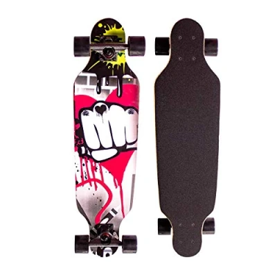 Imagen de Sumeber Longboard de 31 Pulgadas para Principiantes, Completo Drop Through Freeride Skating Cruiser Tablas con Ruedas iluminadas Adolescentes, Adultos y niños, como Regalo