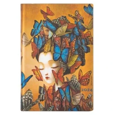 Imagen de VARZI Selección Papelería 1956 Agenda Paperblanks 2024, 12 meses Flexis, Mini, horizontal, Espíritu de Lacombe, Madame Butterfly 9,5 x 14 cm