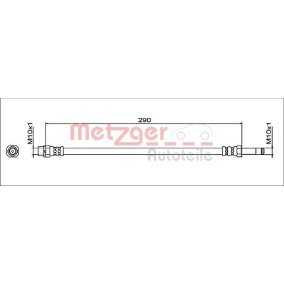 Imagen de METZGER 4112057 Latiguillos de Freno Eje trasero izquierda, trasero, derecha 290 M10x1