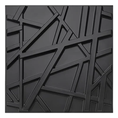 Imagen de Art3d Paneles de pared 3D con texturas decorativas PVC, color negro, para decoración interior, negra, paquete 12 azulejos 32 pies cuadrados