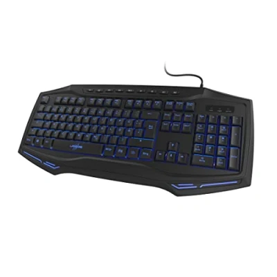 Imagen de uRage Teclado Gaming Retroiluminado (Teclado Gamer Silencioso, Retroiluminación 7 Colores, Anti Ghosting, Win Lock, Azerty, Cableado, Reposapiés, 4 Teclas Macro, 12 Funciones Directas) Negro