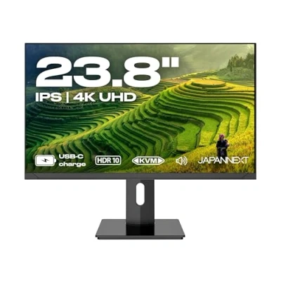 Imagen de JAPANNEXT Pantalla PC de 23,8&quot; IPS 4K UHD(3840 x 2160), 100% SrGB Carga a través USB C (65 W) Altura inclinación ajustable (HSP)G Sync/FreeSync Altavoces 2 W Garantía años