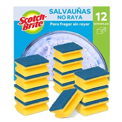 Imagen de Scotch Brite Estropajo para fregar sin rayar delicado. 12 esponjas por paquete Seguro cristal y utensilios de cocina antiadherentes