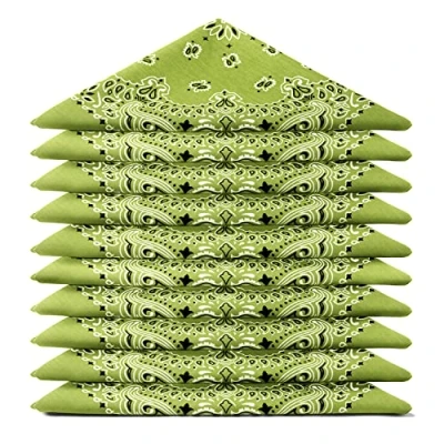 Imagen de Karl Loven EL BANDANA Lote de bandanas 100% Algodon primera calidad Paisley Panuelo Cabeza Cuello Bufanda Juego 5 Aceituna (Modello Mandala)