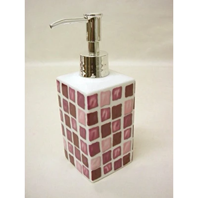 Imagen de DOSIFICADOR DISPENSADOR JABON BAÑO Cuadrado Ming 280ML Porcelana GRESITE Mosaico Malva Rosa Fuxia