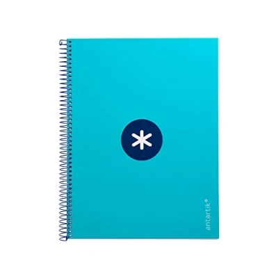 Imagen de Cuaderno espiral liderpapel a4 micro antartik tapa forrada 80h 90 gr cuadro 5mm 1 banda 4 taladros turquesa