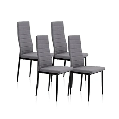 Imagen de Niza, Pack de 4 sillas Comedor, Salón o Cocina, Acabado en Tejido Color Gris, Medidas: 44 cm (Ancho) x 43 (Fondo) 98 (Alto)