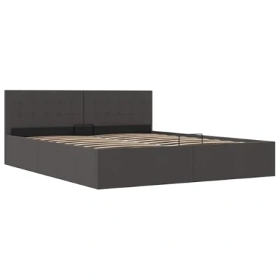 Imagen de vidaXL Cama Canapé Hidráulica Luces LED Tela Mobiliario Decoración Interior Resistente Robusta Duradera Práctica Cómoda Útil Gris Oscuro 180x200cm