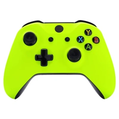 Imagen de eXtremeRate Carcasa para Xbox One S/X Accesorios Protectora Suave al Tacto Placa Frontal Funda Delantera Kit de reemplazo Cubierta Shell X S Control Model 1708 (Amarillo Fluorescente)