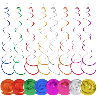 Imagen de TRKETK 48 Piezas Decoraciones Remolino de Fiesta, Colgante Techo Multicolor Adornos Espirales Serpentinas en Espiral PlásticoReutilizables para Cumpleaños Bodas Fiestas Aniversarios