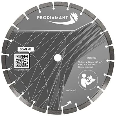 Imagen de PRODIAMANT Disco de corte diamantado Premium universal 300 mm x 20 bloque segmento altura 10mm