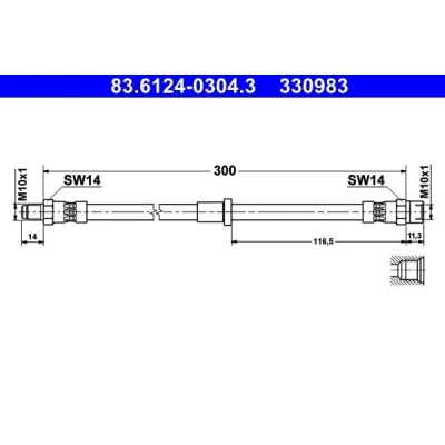 Imagen de ATE 83.6124 0304.3 Latiguillos de Freno 300 M10x1 VOLVO: S60 I, V70 2