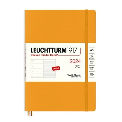 Imagen de LEUCHTTURM1917 367782 Agenda semanal y cuaderno de notas (tamaño mediano (A5) 2024, 12 meses, Rising Sun, inglés